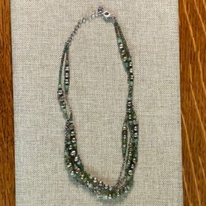 Silpada Sterling Silver and Green Bead Necklace